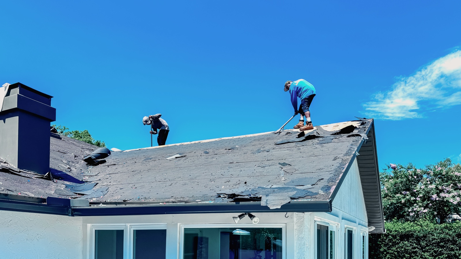 Roof replacement in progress